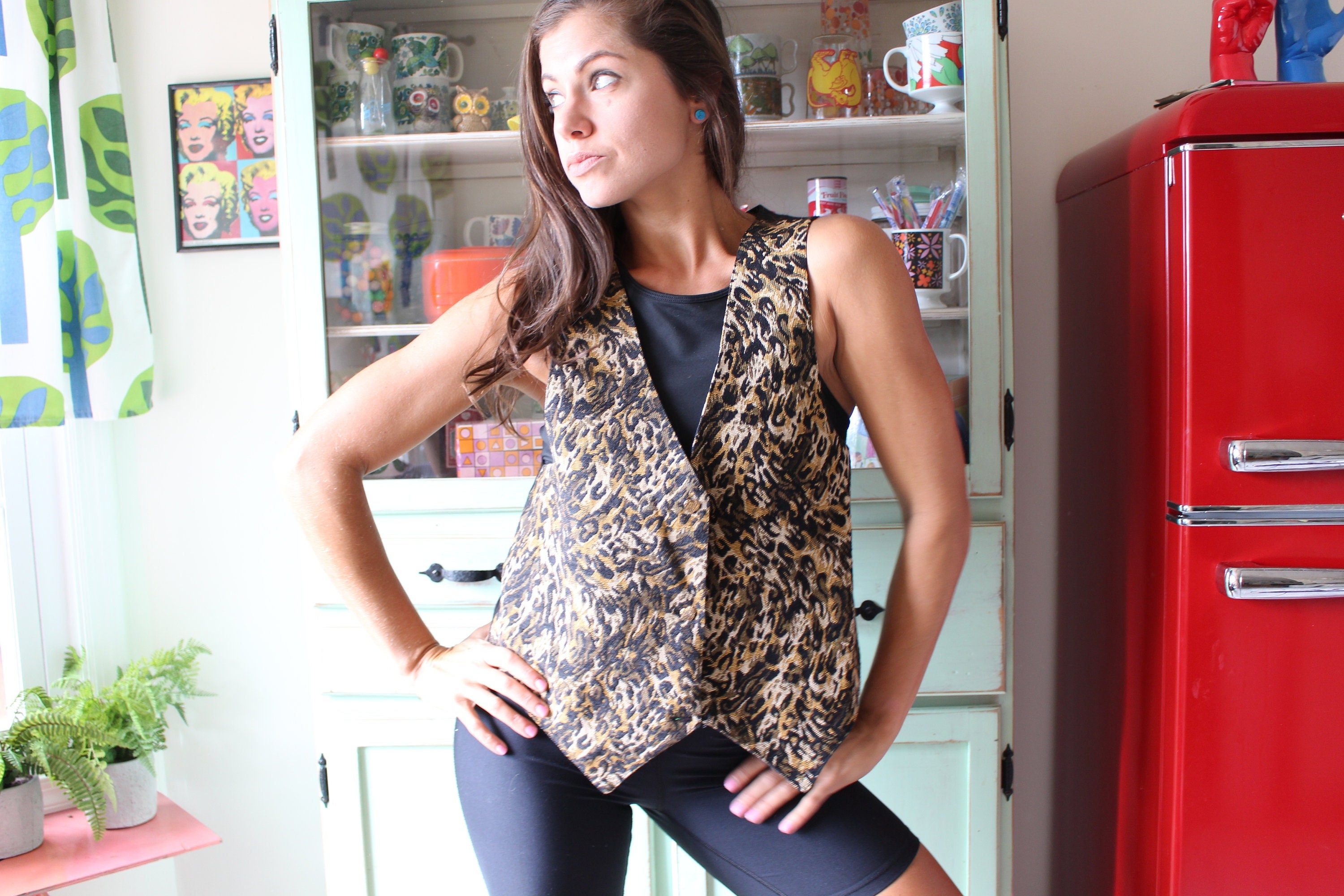 90s Leopard Print Vest: Retro Animal Print Cardigan - Etsy