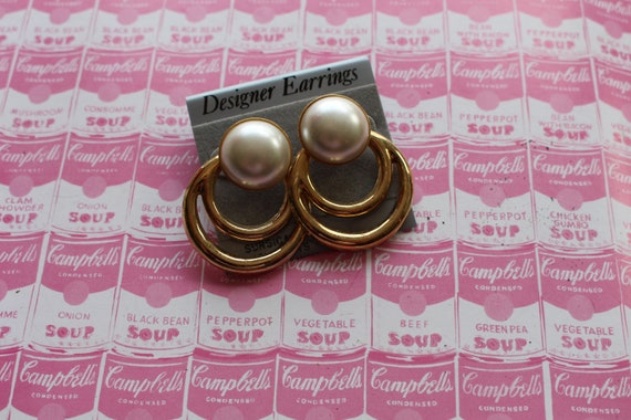 80s Vintage MOD GIRL Wedding Earrings.....hoops. … - image 3