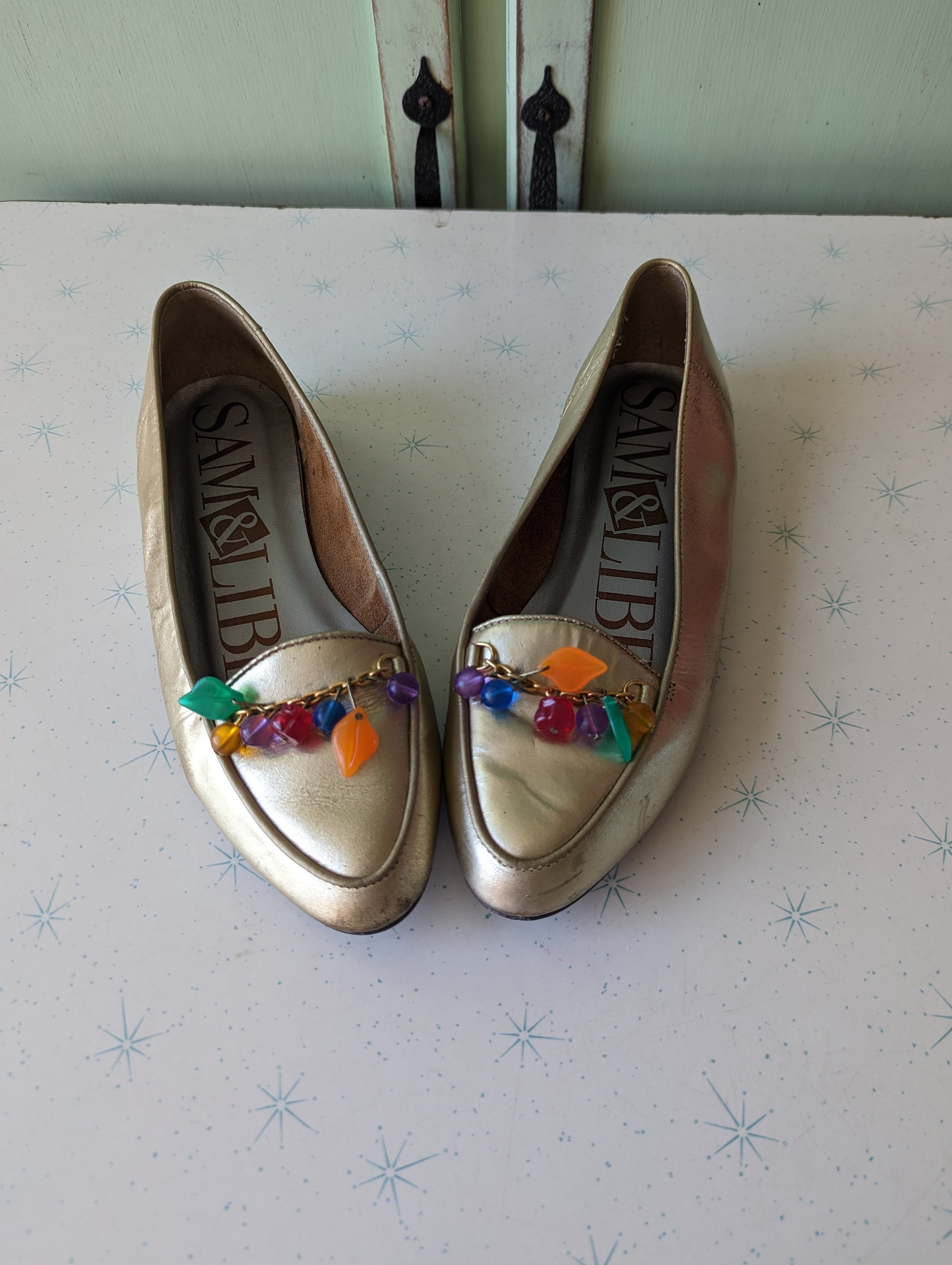 Vintage Sam and Libby Gold Flats: 80s Ballerina Shoes, Size 7.5 - Etsy