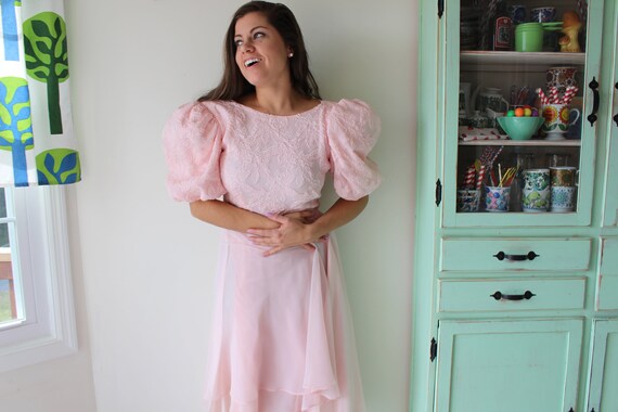 Vintage PINK LACE Ruffled Victorian Dream Dress..… - image 3