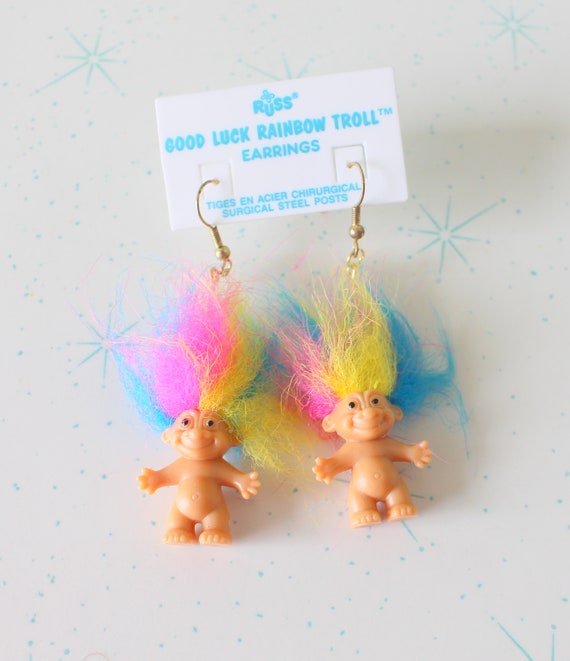 NOS Vintage TROLLS Doll Earrings...collectible. tr