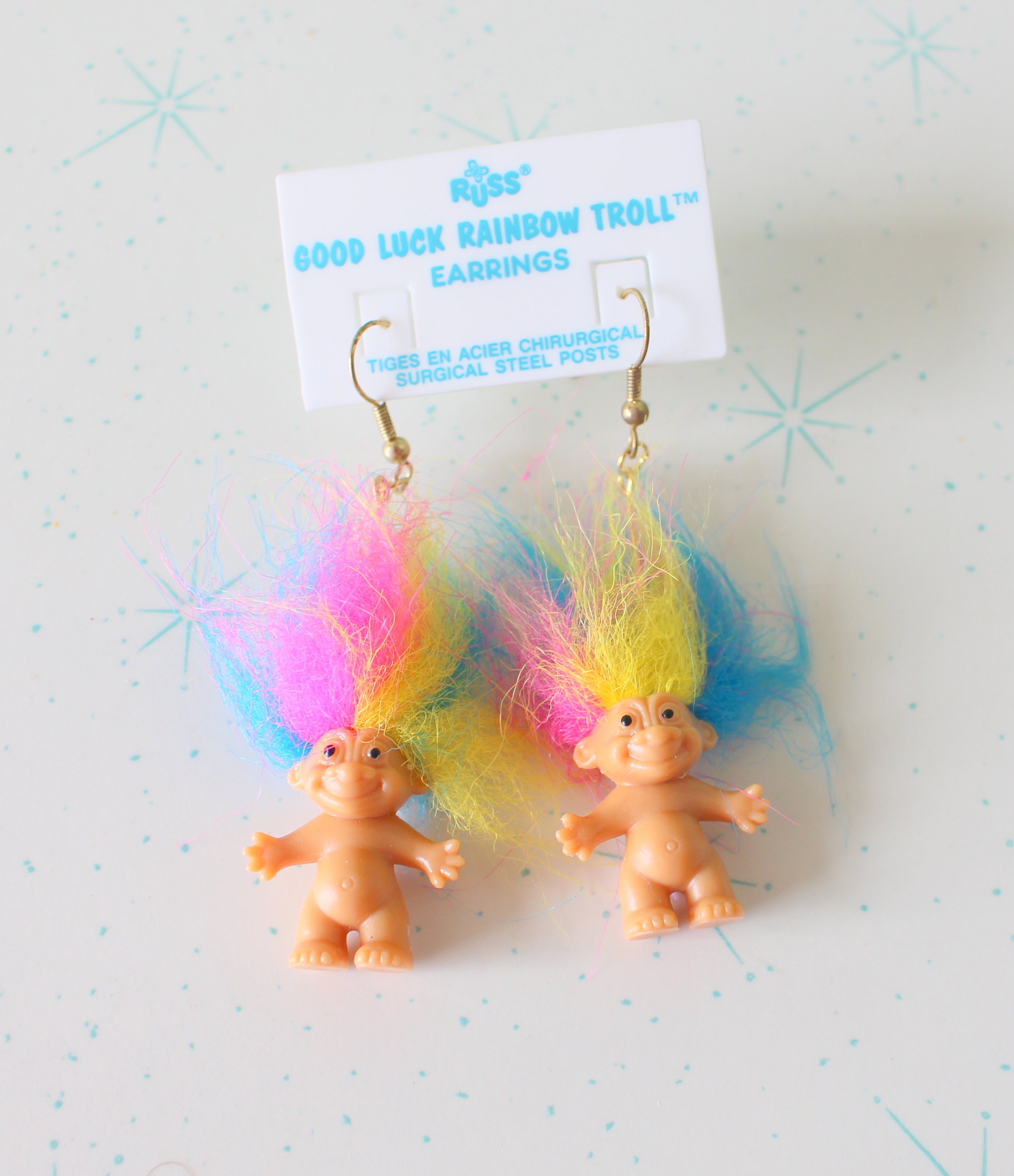 NOS Vintage TROLLS Doll Earrings collectible. Troll. 1980s