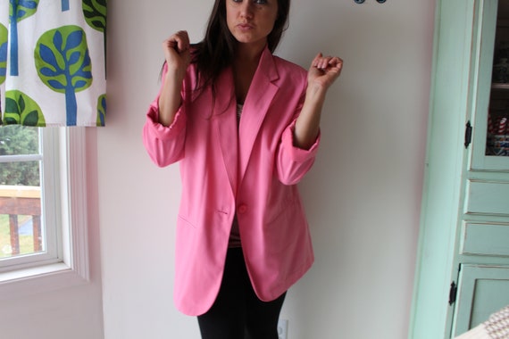 1980s Vintage Pink Blazer Jacket..size large xlar… - image 2