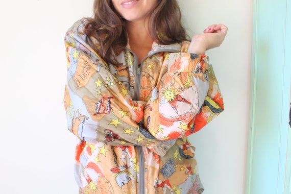 1980s SILK Moon Stars Jacket...medium. astrology.