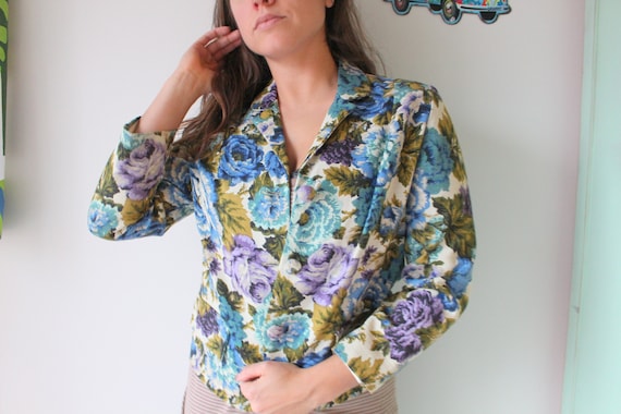 Vintage Floral Blazer: 1960s Mod Style, Size Small/Medium