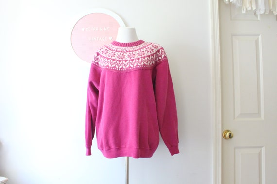 1980s Fushia Pink Winter Sweater....unisex. color… - image 1