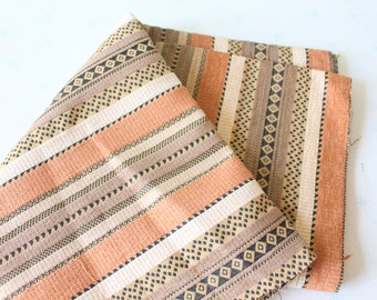 1960s Groovy Fabric: Retro Kitsch Poly, Brown & White (1/2 Yard)