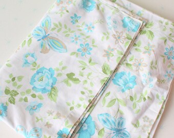 Vera 1970s Butterfly Floral Twin Flat Sheet: Retro Bedding