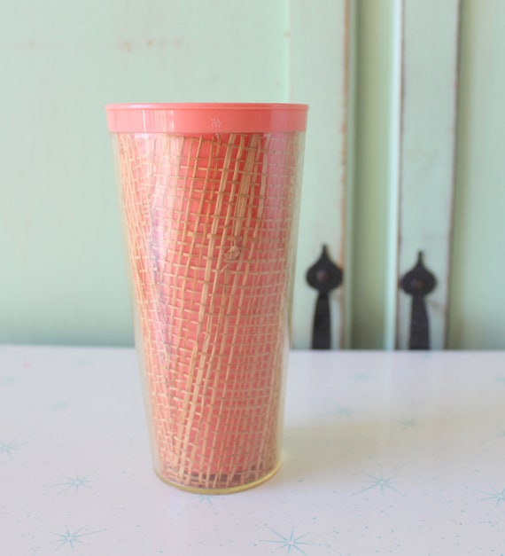 Vintage Coral Pink Plastic Cup: 1960s Kitsch Decor - Etsy