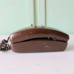 Vintage Brown Rotary Desk Telephone: 70s Retro Decor