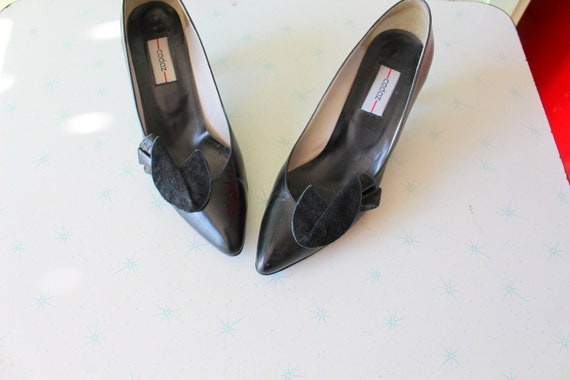 Vintage FANCY Black Heels..size 7.5 womens...1980… - image 1