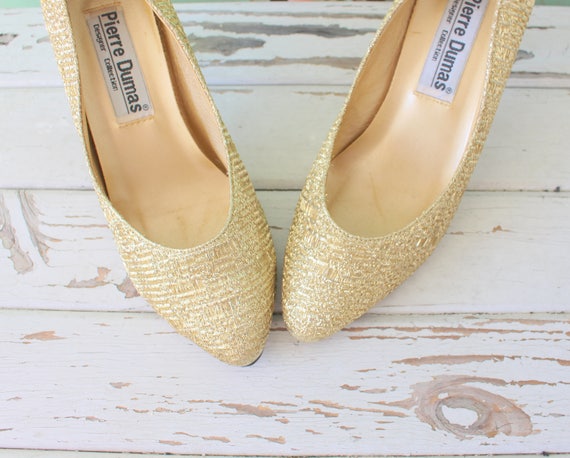 SALE//// 1980s GOLD GLAM Fancy Heels..size 6 women