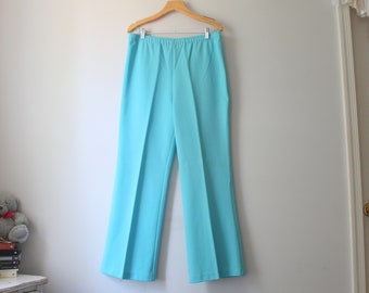 1970s Vintage GROOVY Blue Disco Pants...granny. hipster. retro. hippie. designer. large. medium. womens. designer pants. unisex. rad.