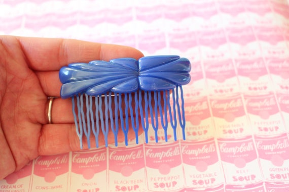 1980s NOS BOW Hair Clip..royal blue. womens. lady… - image 1