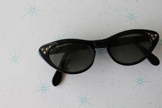 1950s Black Cat Eye Sunglasses, Vintage Mod Eyewe… - image 7
