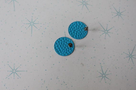 1980s Something Bright BLUE Round Earrings...cost… - image 3