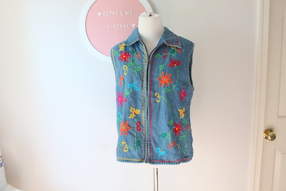 1980s HIPSTER Denim Jean Jacket Vest....medium wo… - image 1