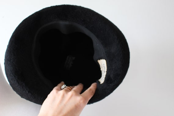 Vintage Mid Century Black Ribbon Hat.....fabric h… - image 5