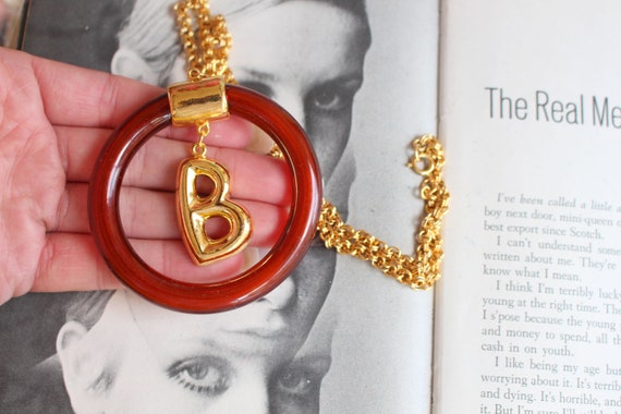 New Old Stock 1980s Letter B Necklace.....golden.… - image 1