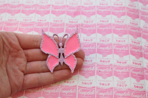 NOS 1980s Vintage Pink Brooch.....butterfly. groo… - image 1