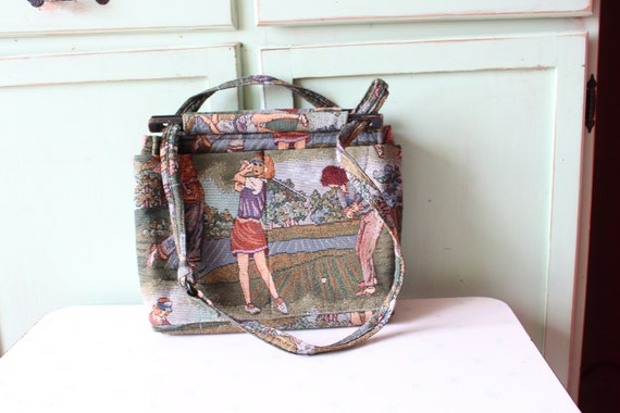 1980s Vintage GOLF Fabric Handbag..sporty. retro.… - image 3