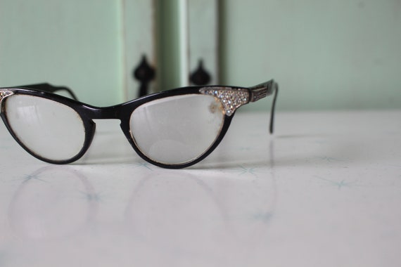 Vintage Rhinestone Cat Eye Glasses: 1950s-60s Eye… - image 4