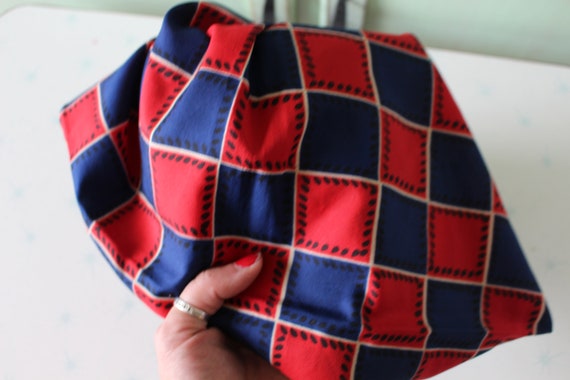 Vintage SQUARE Scarf...red white blue. retro scar… - image 4