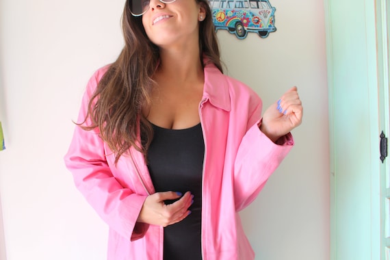 Vintage PINK LEATHER Jacket..... hipster. retro. … - image 1