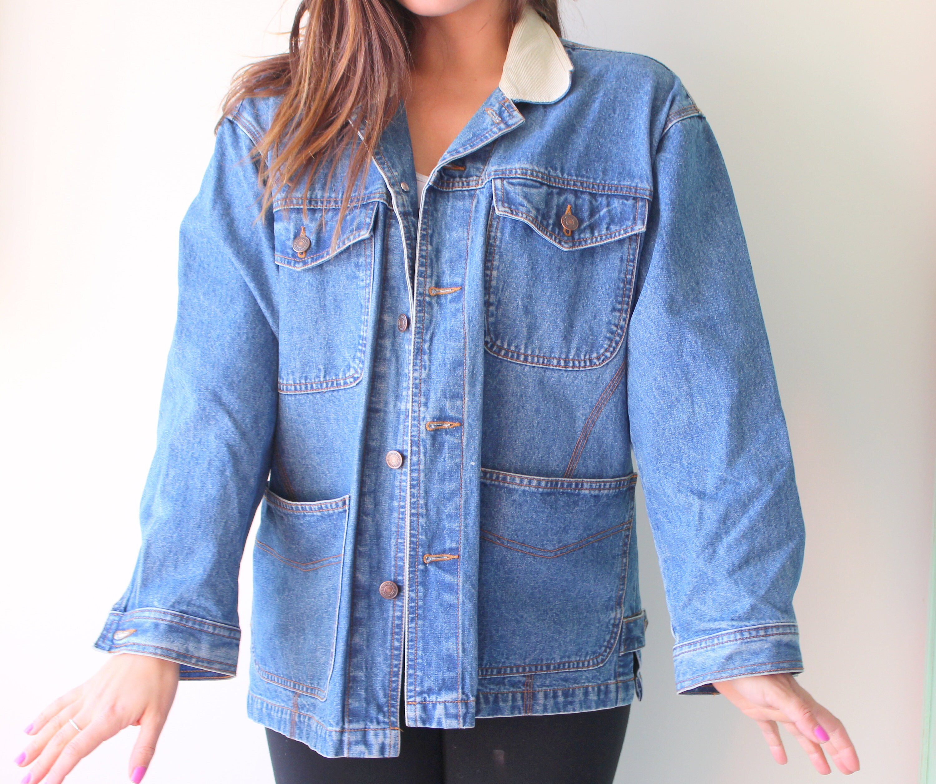 Vintage BLUE JEAN Jacketunisex. Medium. Grunge. Hipster