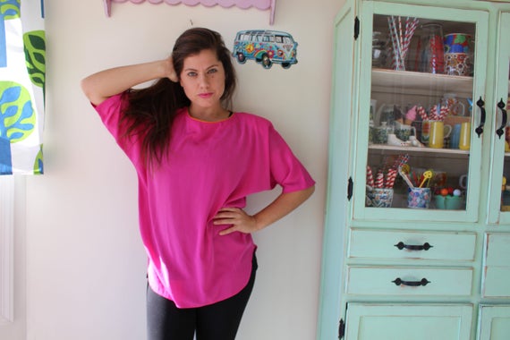 Vintage PINK Blouse..womens. pink. mod. sheer top… - image 2