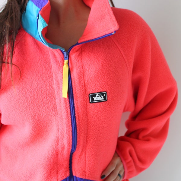 1990s Pullover Zip Up....size medium. unisex. fun. retro. unisex. 1980s sweater. rad. neon. hipster. nautical. comfy