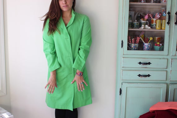 Vintage Lime Green Cotton Blazer: Mod Style Jacke… - image 3