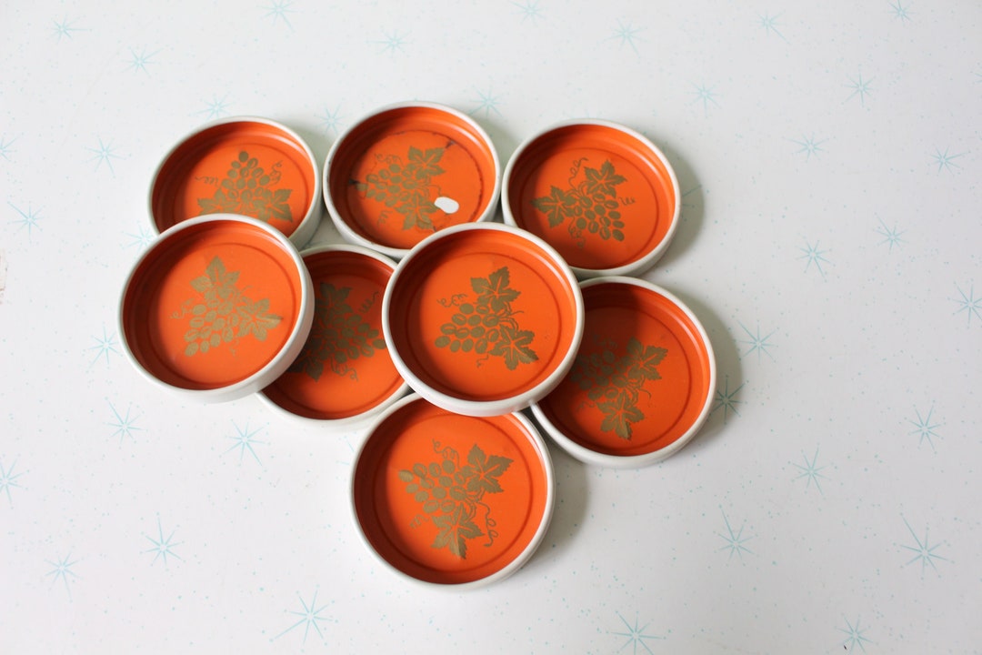 Vintage Orange Coasters...set of 8. Kitschy. Cute. Coasters. Etsy