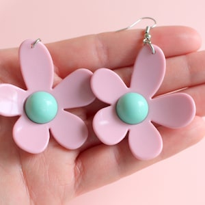 Handmade Groovy Flower Earrings: Retro Costume Jewelry