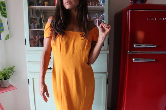 Vintage MUSTARD Day Dress....size medium large...… - image 6