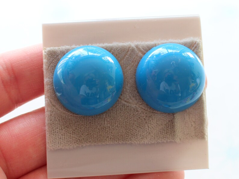 mod retro hipster nautical rad 1980s ROYAL BLUE Nos Studs....pierced ears 80s accessories wedding. striped urban blue earrings