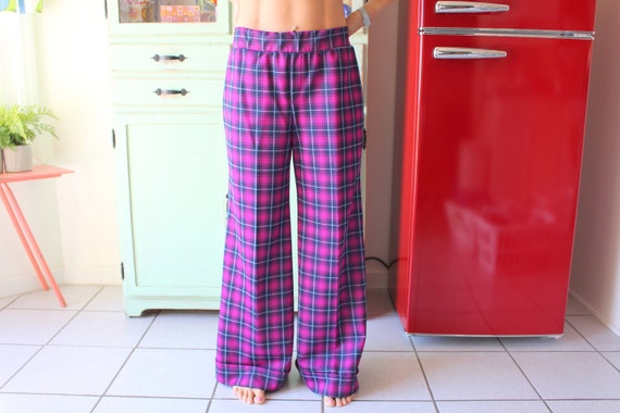 1970s PURPLE Plaid Hipster Rad Pants....colorful.… - image 1