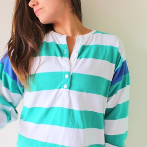 1980s Striped Top: Retro Colorful Unisex Shirt