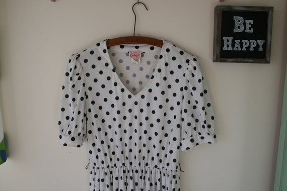 1980s POLKA DOTS Black and White Dress....size me… - image 3