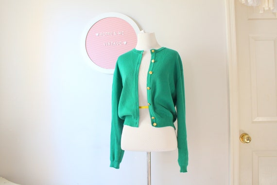 1990s Kelly Green Cardigan Sweater 