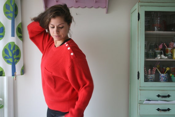 1990s LIZ SPORT Red Sweater..size medium..colorfu… - image 4