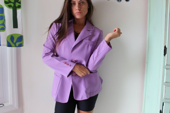 Vintage 1980s Purple Cotton Blazer: Mod Gogo Styl… - image 2