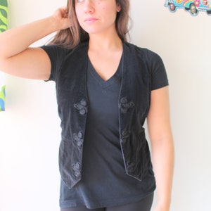 Vintage Stefano Black Velvet Vest - 1980s Unisex Medium