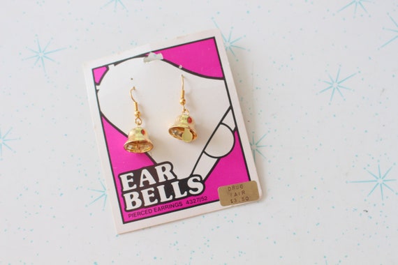 Vintage Golden 1980s BELL Earrings..retro accesso… - image 1