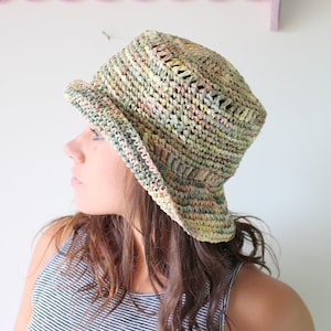 Vintage 80s Straw Floppy Hat - Studio Kokin - Green Summer Hat
