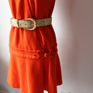 Vintage GROOVY 1970s Dress.....medium large womens.....orange. retro dress. 60s dress. 70s dress. mid century. groovy. vneck. waitress image 7