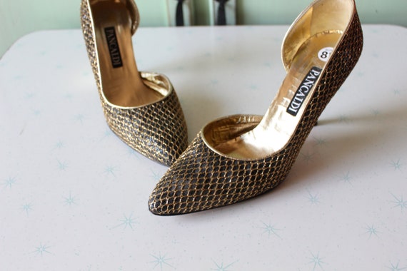 1980s GOLD GLAM Fancy Heels.....size 8.5 womens..… - image 3
