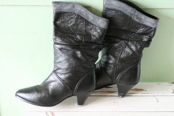 1980s BLACK WESTERN Boots..size 6 womens..dingo. … - image 3