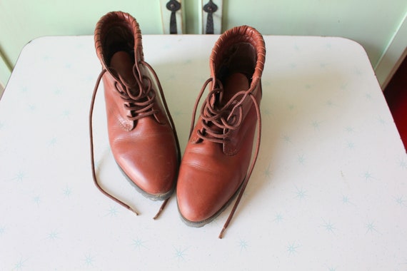 1980s BROWN LEATHER Ankle Bootssize 