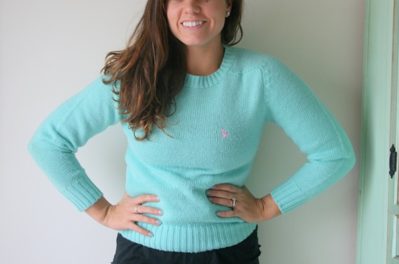 1980s Acrylic Kitsch Sweater - Pastel Unicorn Applique